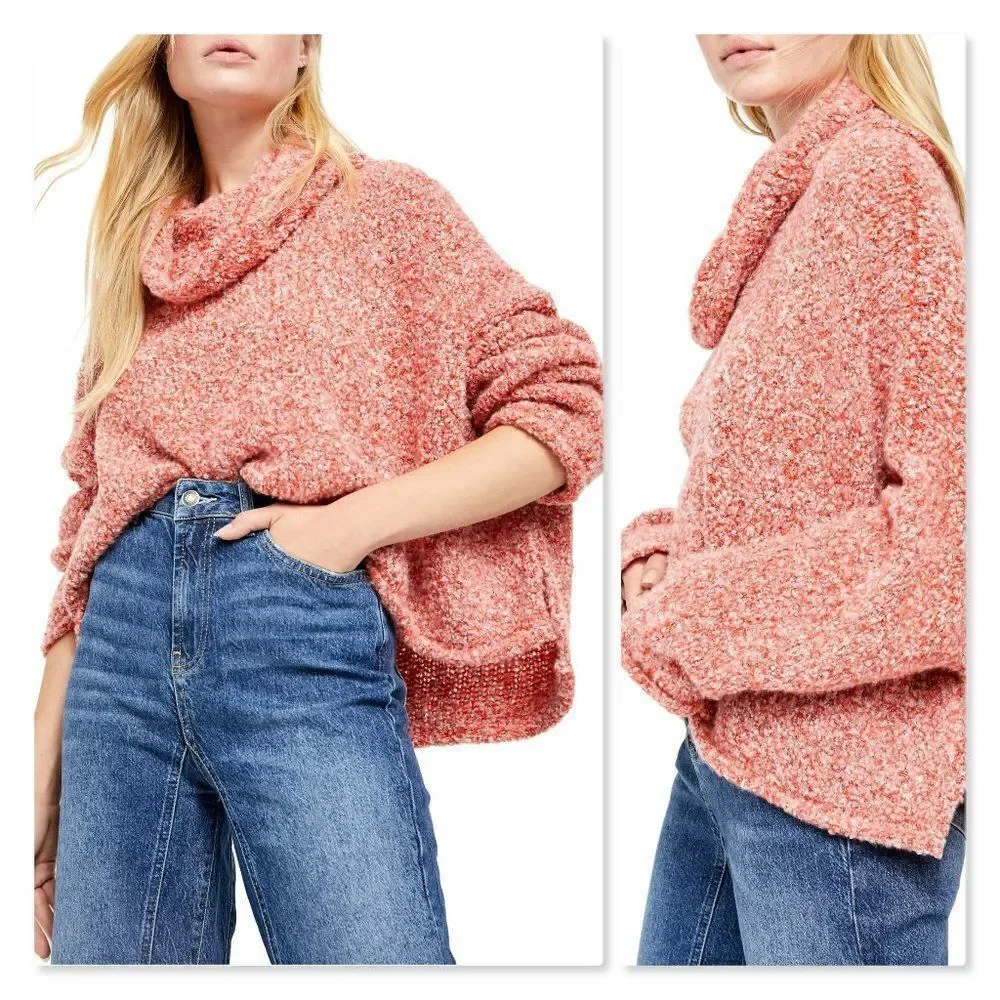 Free People BFF Cowl Neck Sweater sz Medium in Red